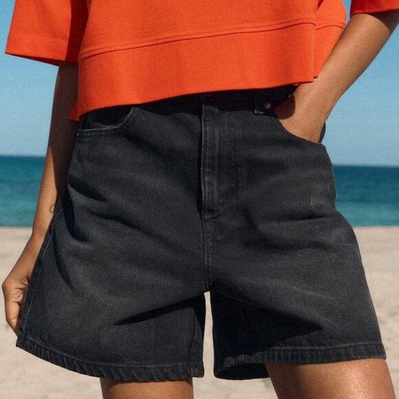 Zara Pants - ZARA Basic Z1975 Mom Fit High Waist Shorts Black High Waisted Denim Jean 90s Y2K